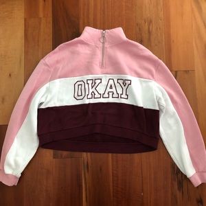 Chunky cropped graphic half zip